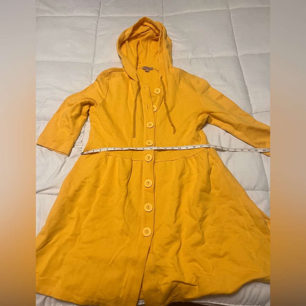 Yellow Hooded Button-Up Dress
